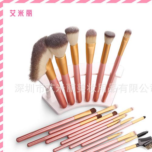 廠家專注打造專業彩妝用具高檔人造纖維毛全套化妝刷套裝可訂制圖片